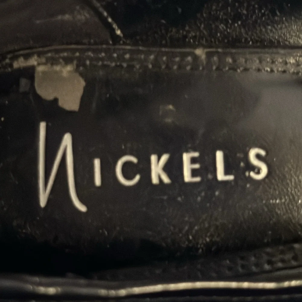 Nickels black slide open toe buckle studded buckle detail heels‎ shoes Sz 8